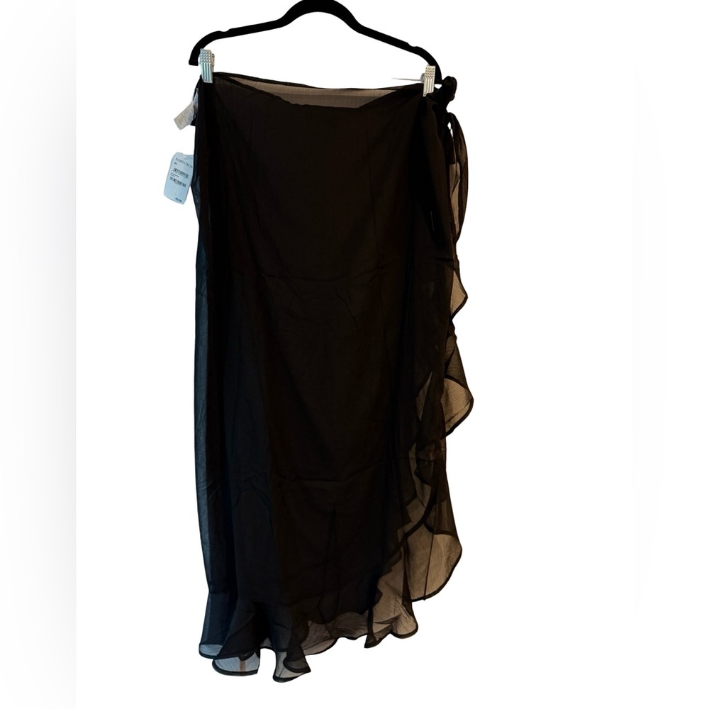 Chelsea28 Nordstrom Black Chiffon Wrap Sarong Skirt Cover Up M/L NWT